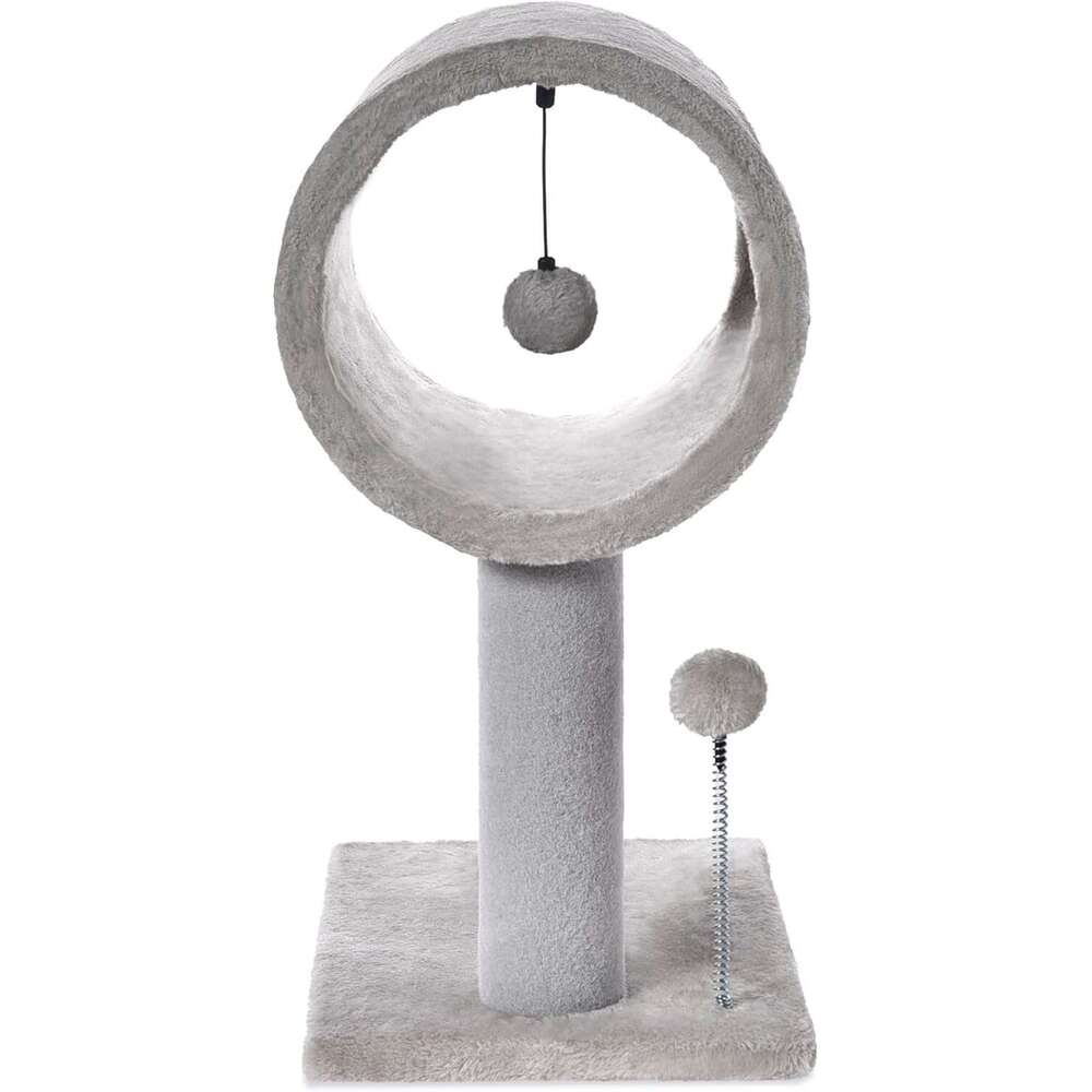 Craft Scratching Post 20.5" Tunnel Bed Carpet Tower Kitten Cat Tree with Hanging Ball for Indoor Cat, Toy, Grey, 3-7days delivery