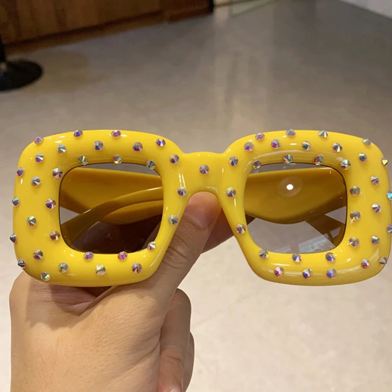Fashion Crazy Squared Women Diamond Sunglasses Colorful Cute Party Eyewear 250218