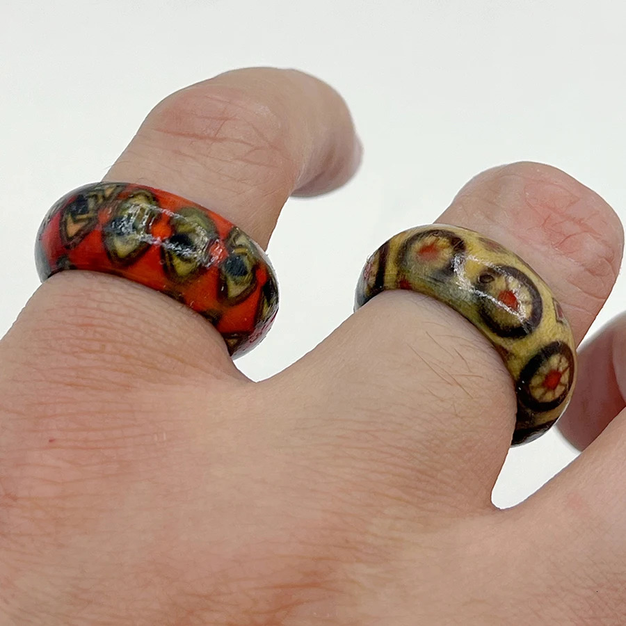 50/100Pcs Vintage African Totem Wood Neutral Ring Ethnic Style Mixed Payment Multi Piece Set Finger Accessories Jewelry Gifts 250218
