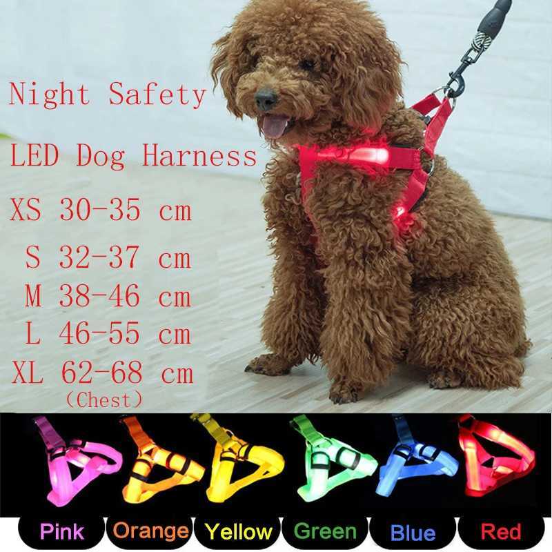 Adjustable LED Dog Harness No Pull Small Medium Glowing Nylon Breast-Band Night Safety Arnes Perro Dropship Pets Dog AccessoriesXJ250218