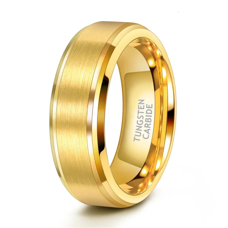 Somen Arrival Classic Men Ring Gold Color 6mm 8mm Width Tungsten Carbide Unisex Wedding Band Simple Ring Jewelry 250213