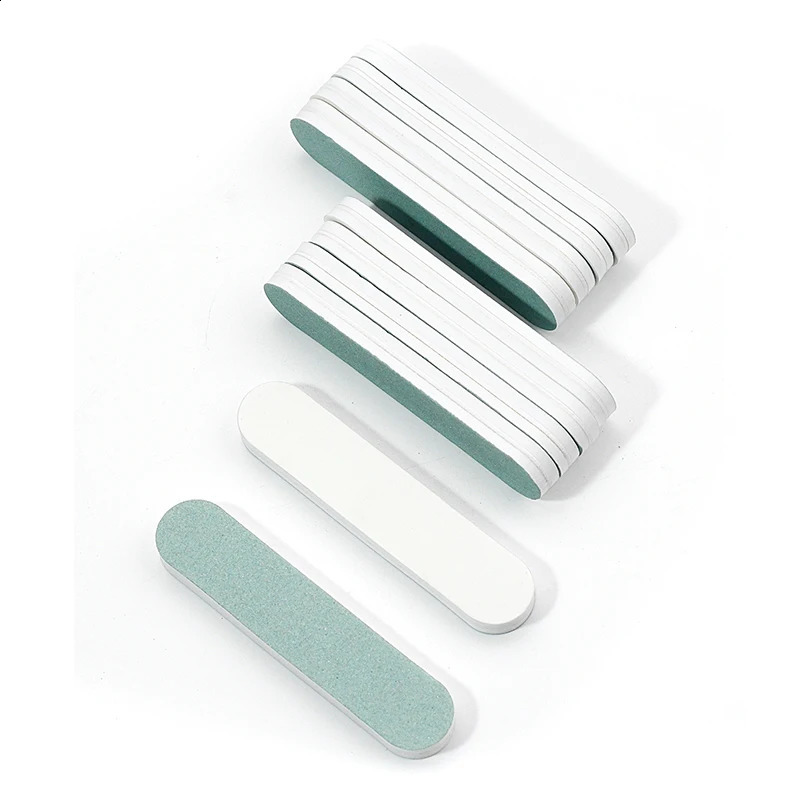 50/100 Pcs/Lot Nail Buffer Polishing Strip Green/White Sanding 600/3000 Sponge Manicure Tools Washable Buffing Blocks for Nails 250214