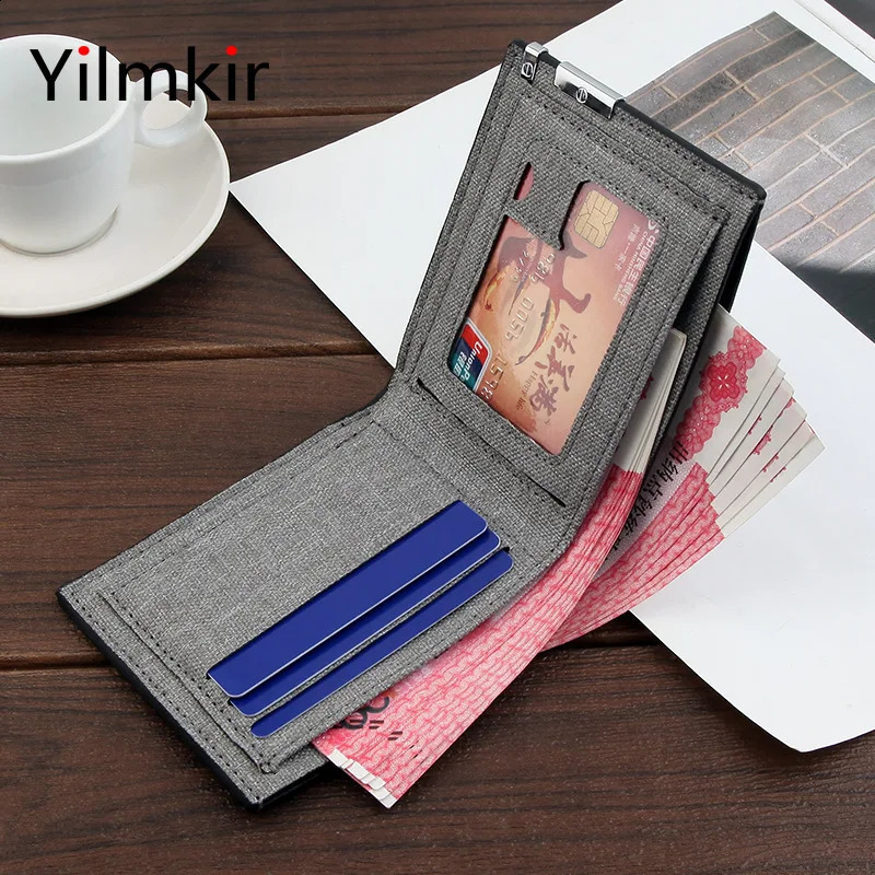Mens Multifunctional Canvas Wallet Leisure Travel Lightweight Portable Short Style All Match Male Credit Card Holder Coin Purse 250218