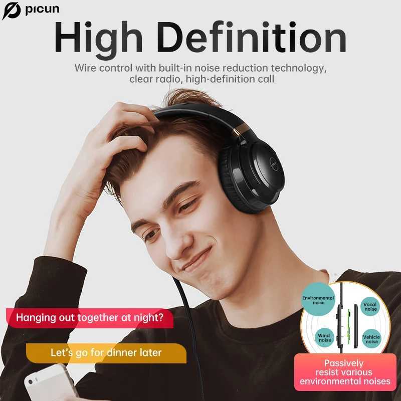 Picun C60 Wired On-Ear phones with Mic Volume Control Noise Isolating Computer Wired Over Ear Aux Jack 3.5mm Y250218
