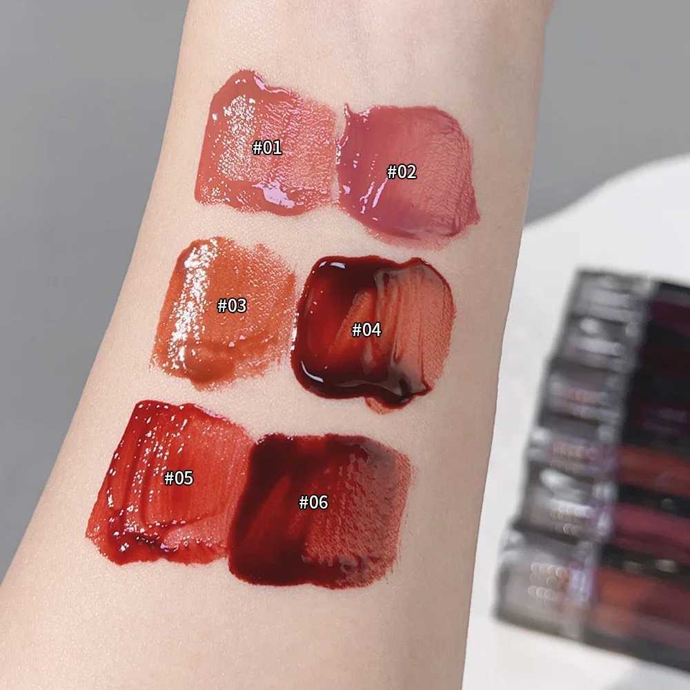 One dark red mirror gloss lip gloss waterproof and durable moisturizing liquid lipstick without glue cup Korean cosmeticsW250219