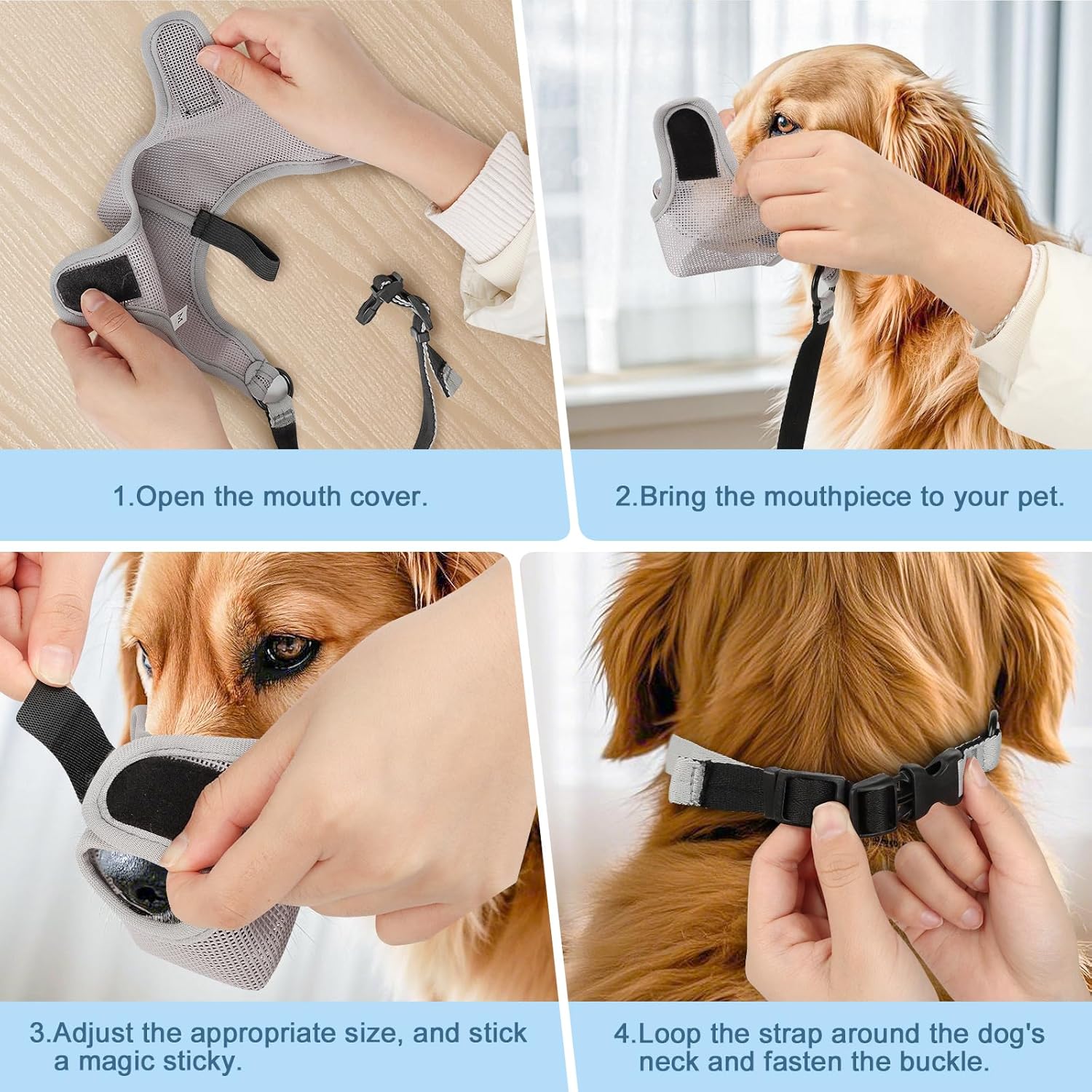 Adjustable Comfort Muzzle for Pets Securely Designed to Block Unwanted Behaviors while Enabling Consumption