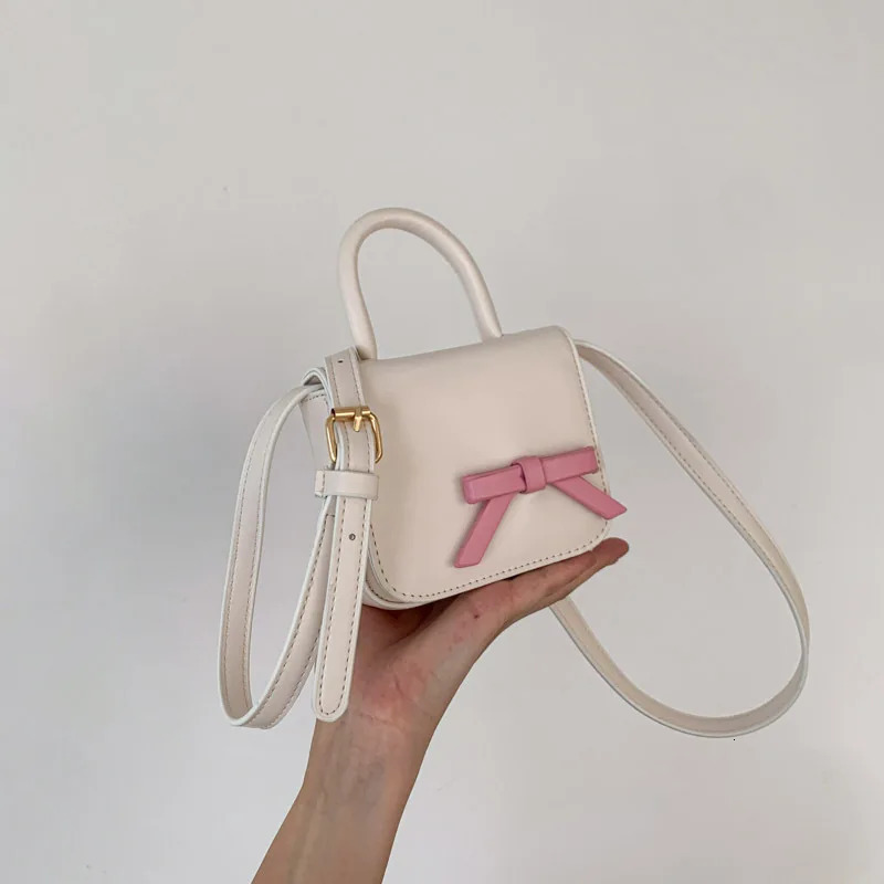 Children Purse PU Leather Shoulder Bags Fashion Bow Decor Mini Square Crossbody Bag Sweet Girl women Small Wallet 250219