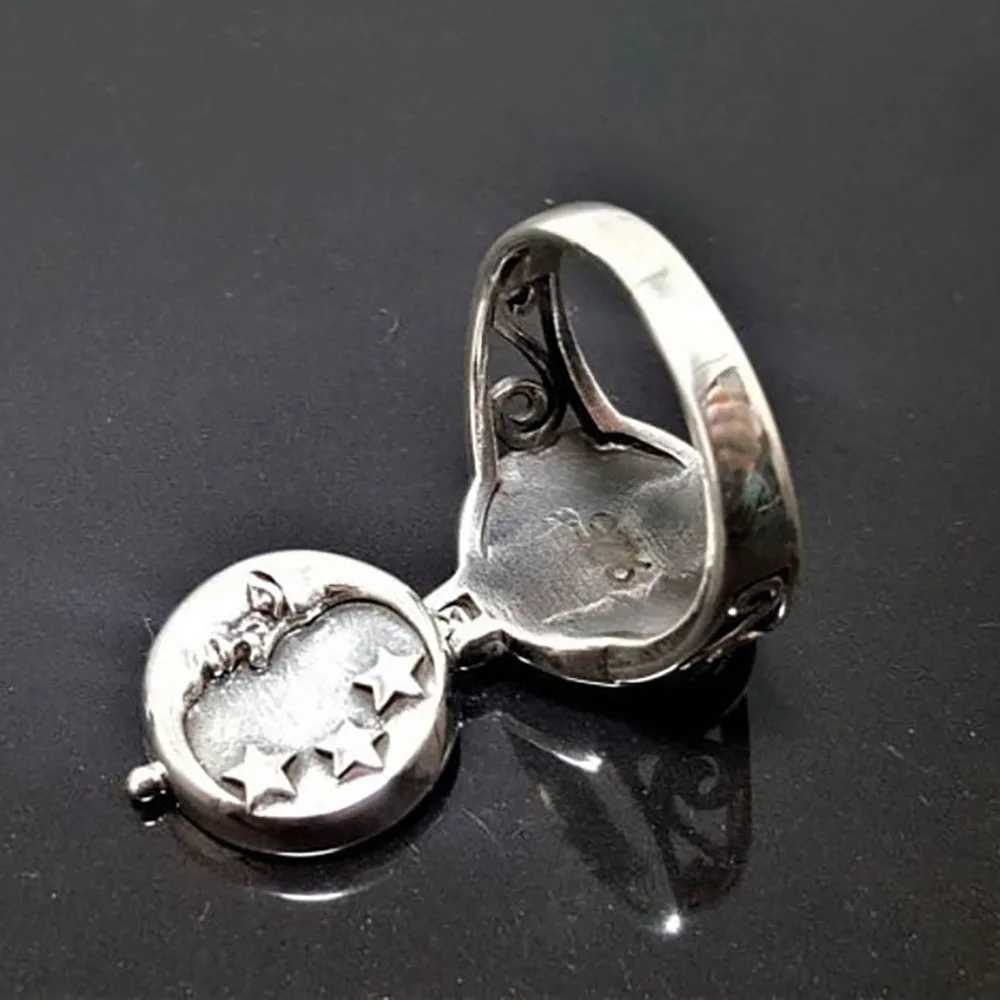 Men Punk Vintage Star Moon Flip Box Ring Open Ring Fashion Trend Hip-Hop Rock Style Popular Party Jewelry Creative GiftXJ250219