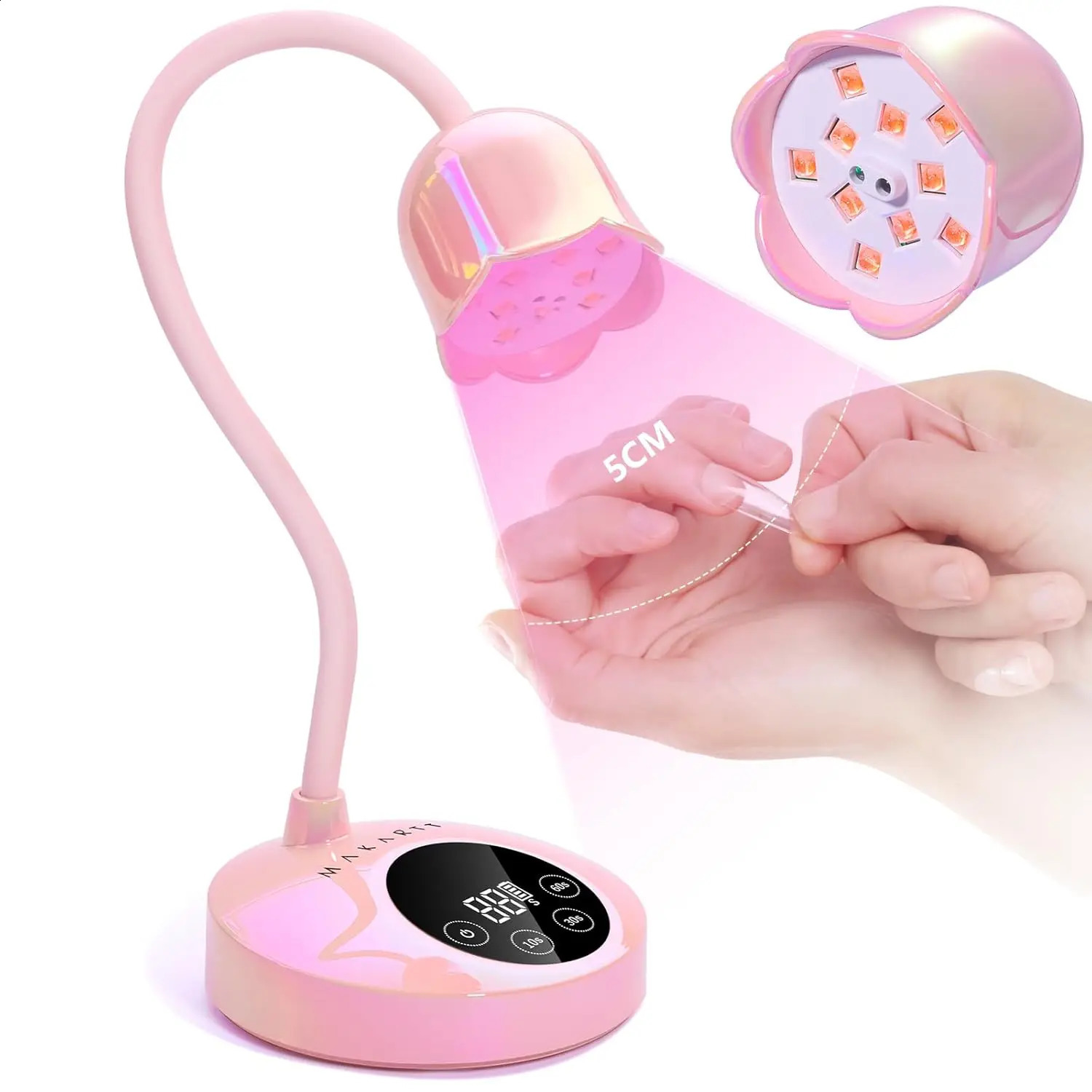 Makartt UV LED Nail Lamp Rechargeable Mini UV Light for Gel Nails Polish Fast Curing Goosenecks UV Lamp 10W Equitment Manicure 250214