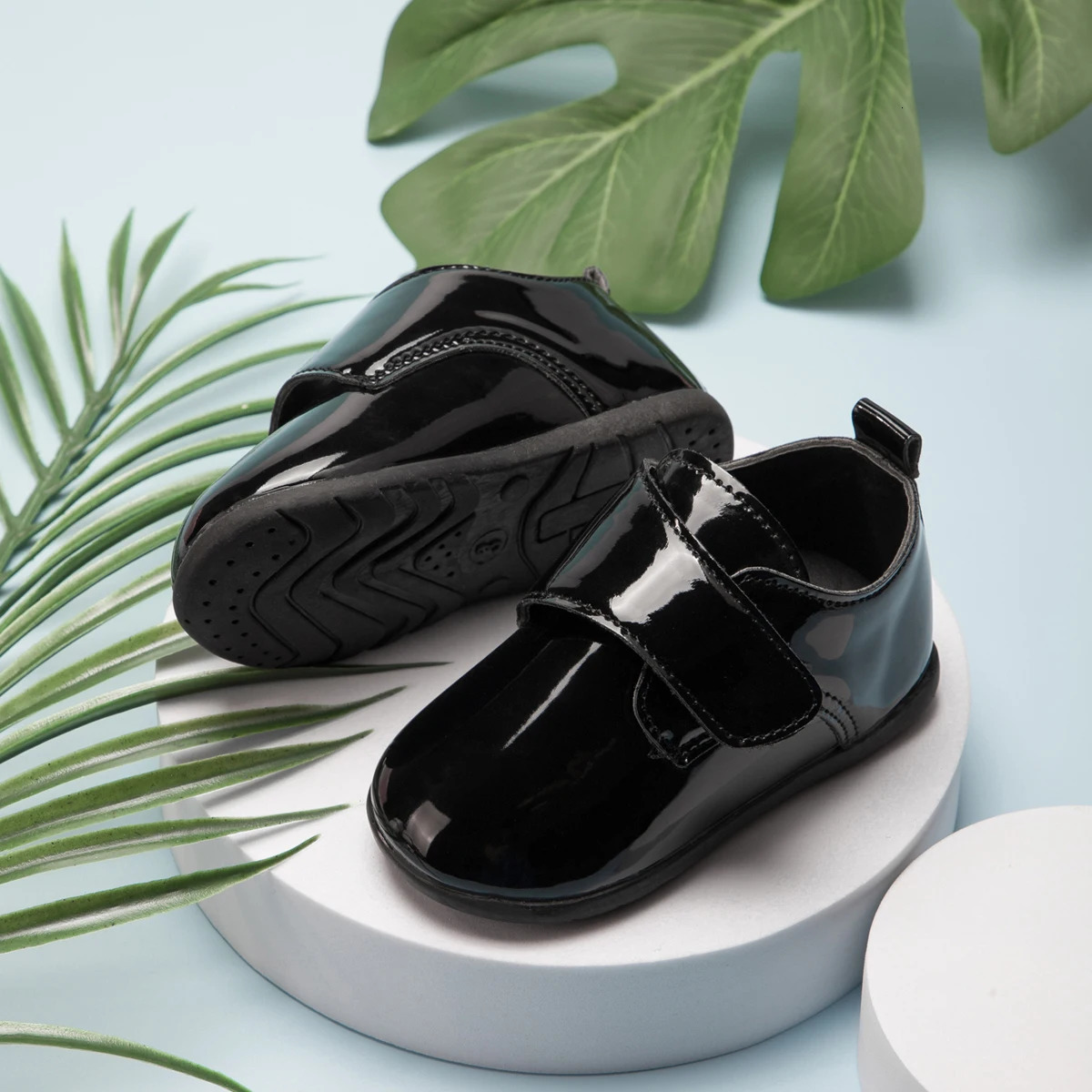 KIDSUN Baby Children Shoes Matte Leather Toddler First Walkers Shoes Rubber Soft-Sole Flat Anti-slip Infant Mirror Shoes 250219
