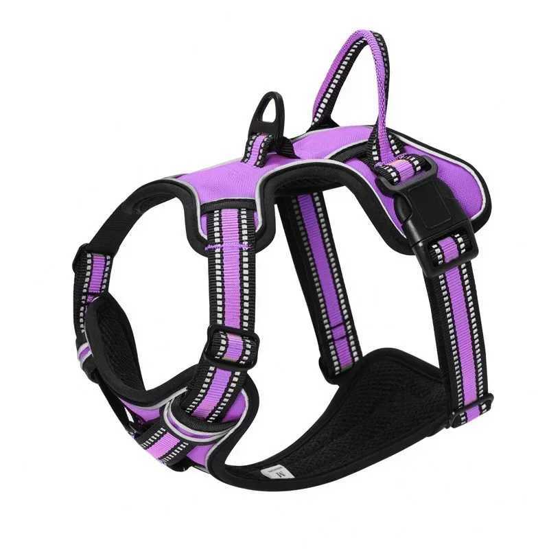 Adjustable Nylon Dog Harness Vest Reflective Soft Breathable No Pull Dog Harness Pet Harness Leash For Small Large DogsXJ250218