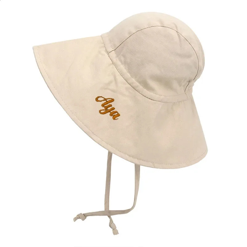 Personalized Big Brim Baby Sun Hat Summer Spring Kid Bucket Hat for Girl Boy Cotton Linen Children Cap Beach Travel Kid Hat 2-4Y 250219