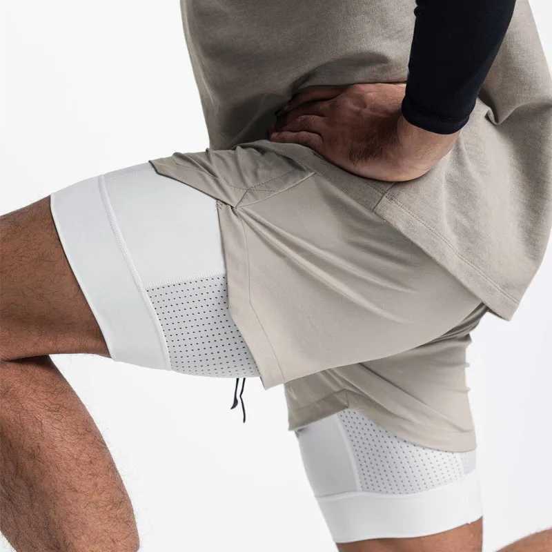 Mens Running Shorts 2 In Elastic Waist Sportswear Double-deck Quick Dry Soft Workout Shorts Gym Fitness Mens Sports Short Pants W250219
