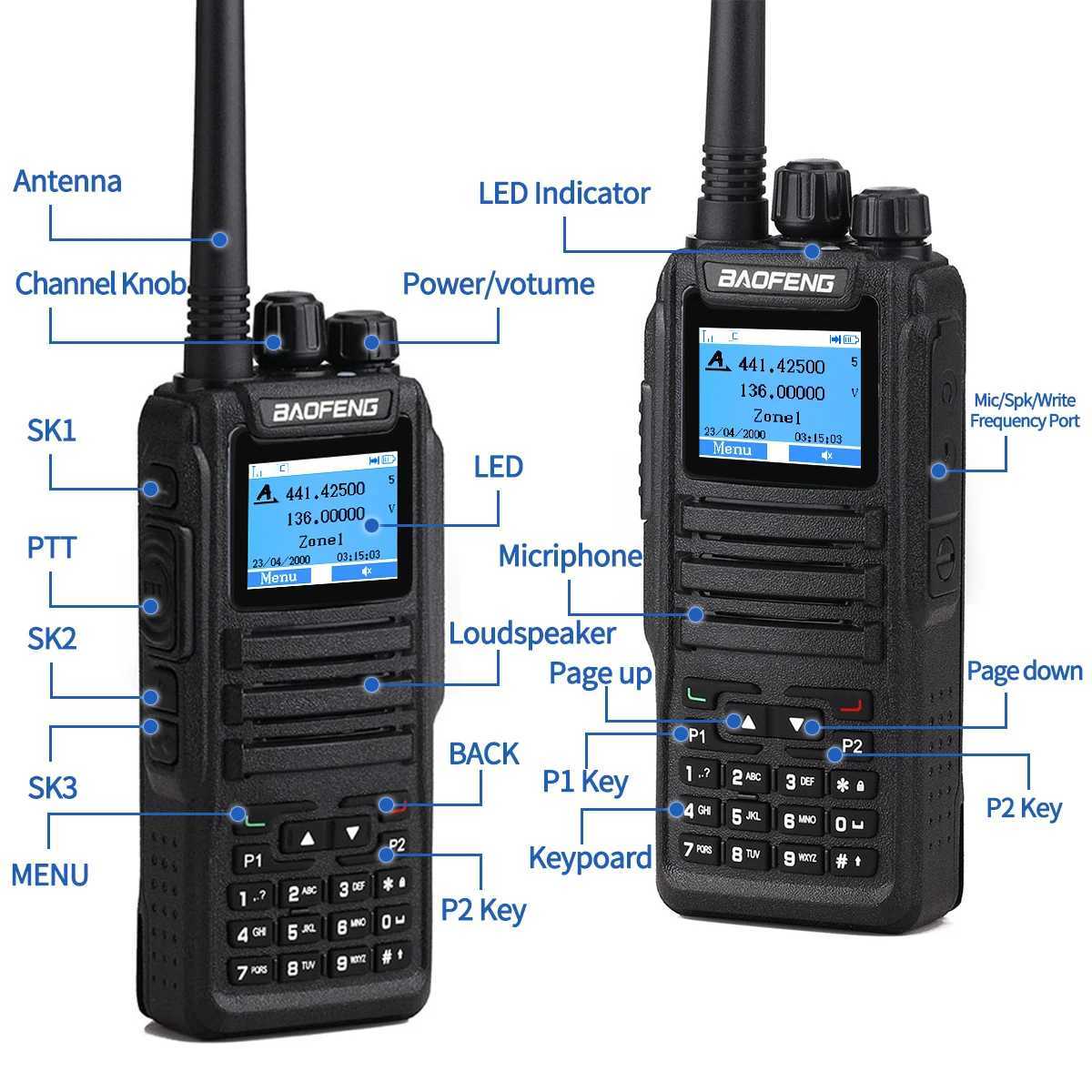 Top DMR DM 1701 Digital Walkie Talkie Dual Mode Analog Two Way Radio Open GD77 Dual Time Slot Tier 1+2 Ham Radio DR 1801XJ250219