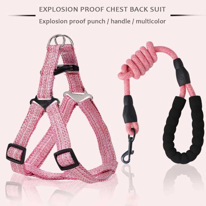 Nylon Pet Dog Harness No Pull Adjustable Dog Leash Vest Classic Running Leash Strap Belt for Small and Medium Large DogsXJ250218