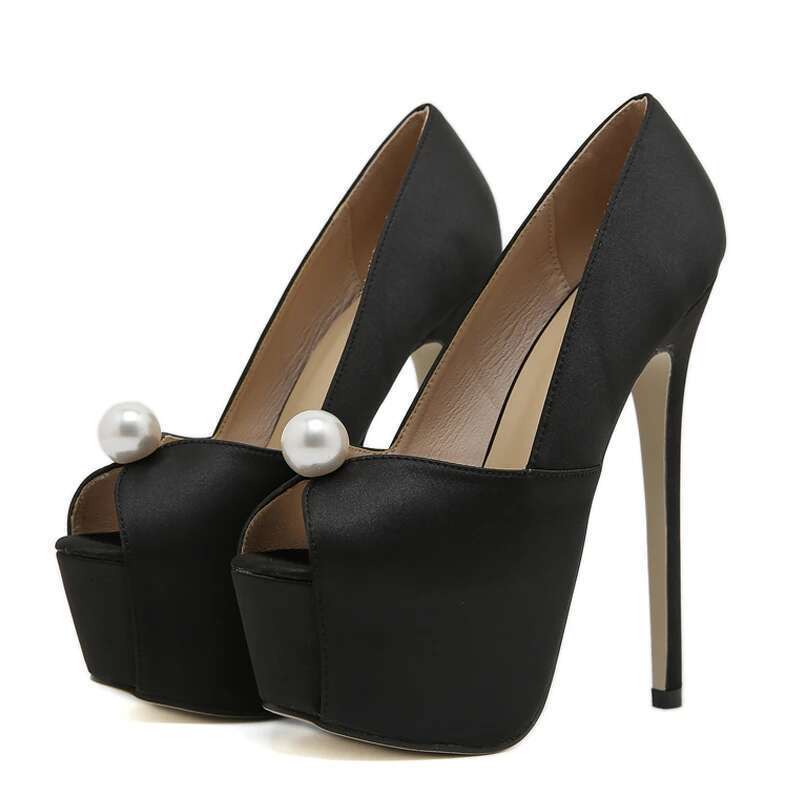 2025 Fashion String Bead Platform Pumps Women High Stiletto Heels Peep Toe Party Stripper Shoes atos De Mujer