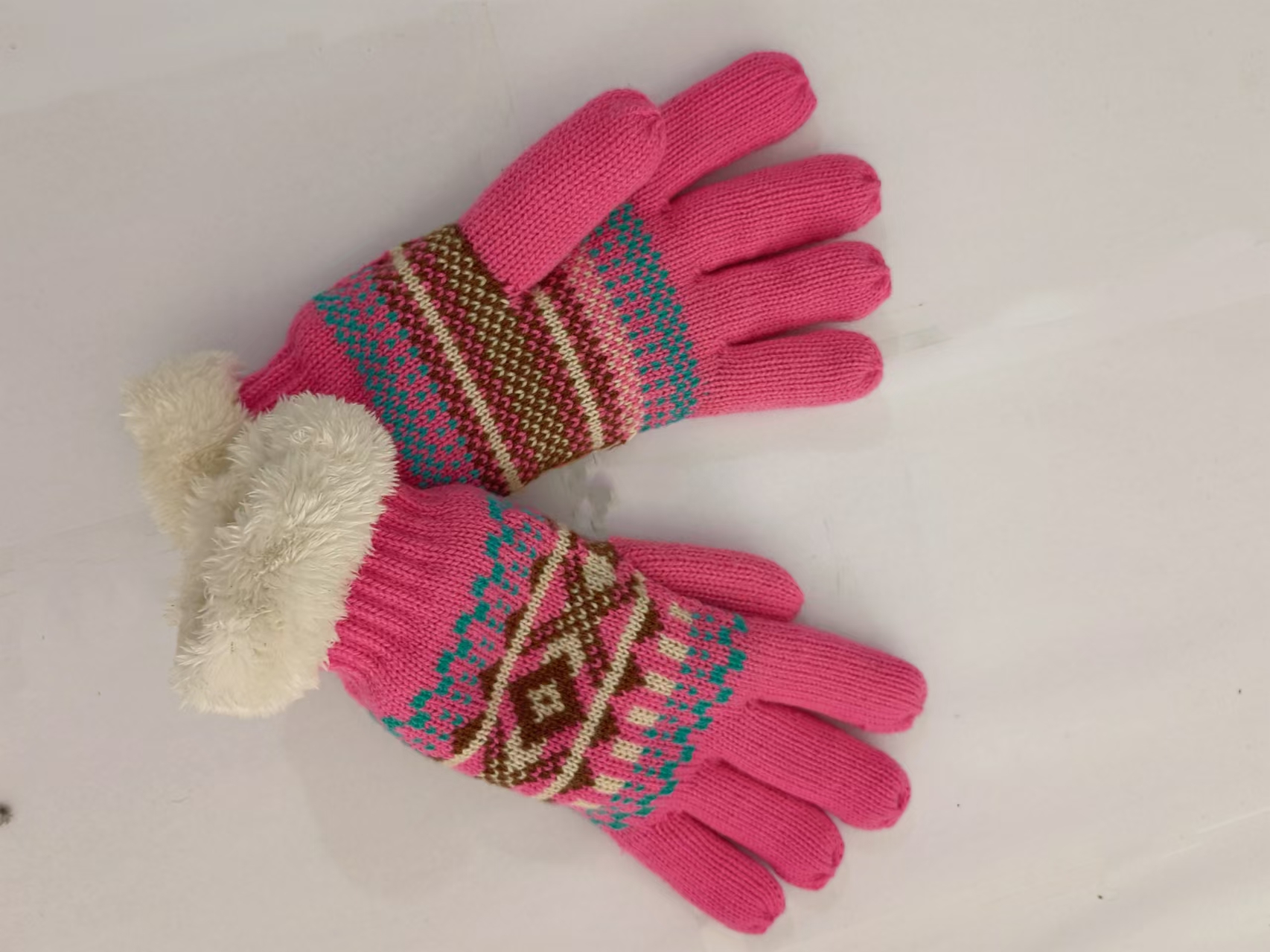Women's winter padded outflap jacquard warm acrylic knitted gloves XYS006