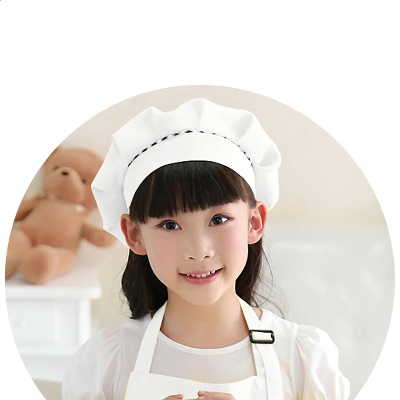 Children Personalized Kitchen Hat Fashion Solid Color Elastic Band Cooking Cap Boys Girls Toddler Dance Christmas Chef Hats 250117