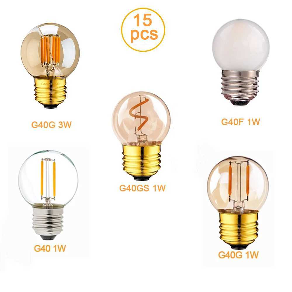 G40 LED Mini Globe Light Bulb 1W 3W Edison Filament Bulbs Ultra Warm White 2200K Vintage Decorative String LED Lamp E26 E27 Base Z250219