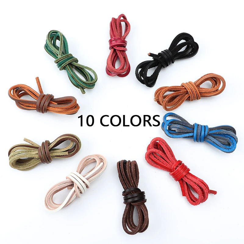 1Pair Cowhide Leather Shoelaces Boots Rope Shoelace 6080100120140160cm Loafers Boats Laces Shoe accessories 250219