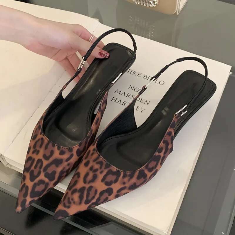 Fashion Belt Buckle Strap Pointed Toe Women Pumps Elegant Casual Party Low Heels Sandals Mule Ladies Shoes