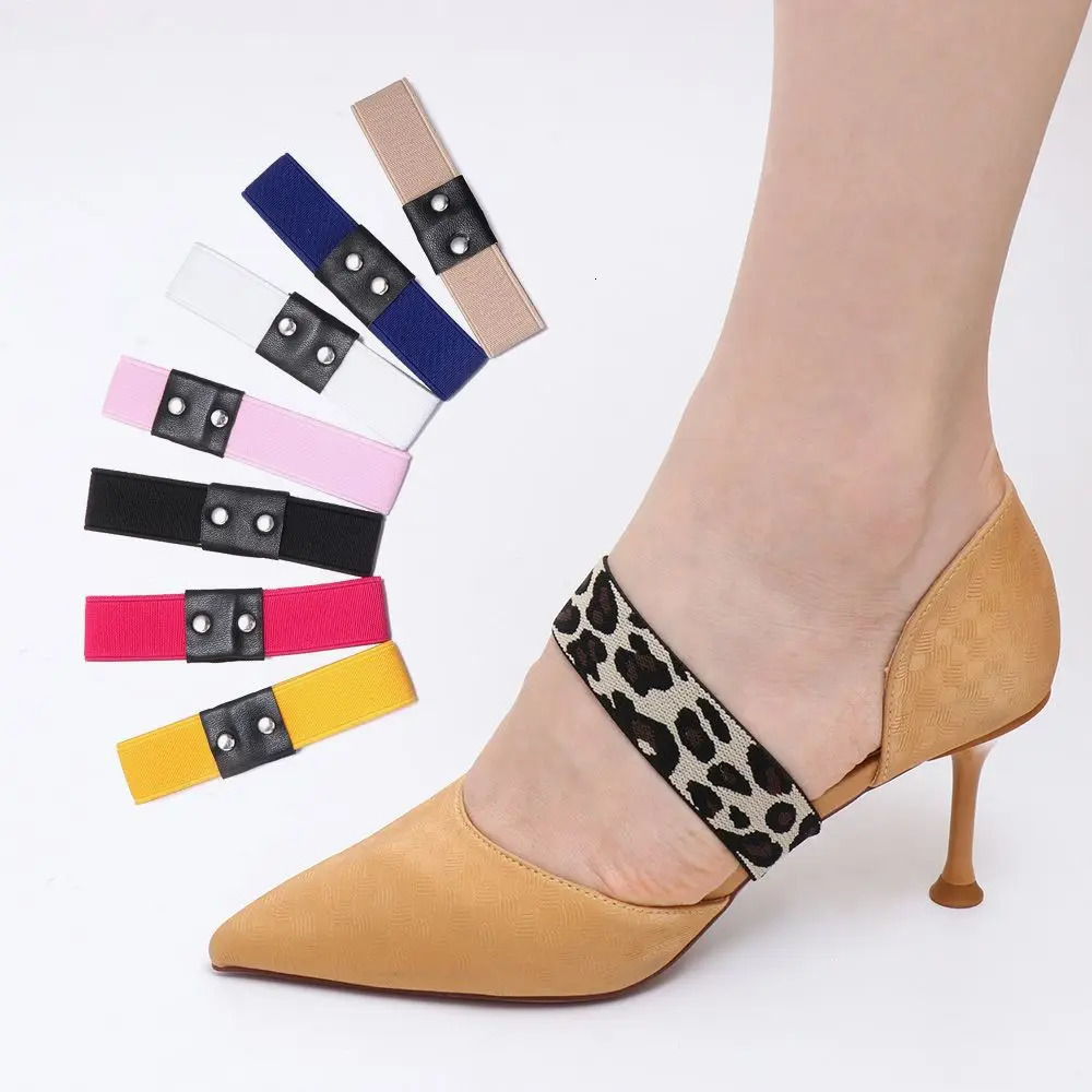 1 Pair High Elastic Shoe Straps Hold Loose Heels Shoes Band Antiloose for Girls Women Belts Solid Color Shoelaces 250219