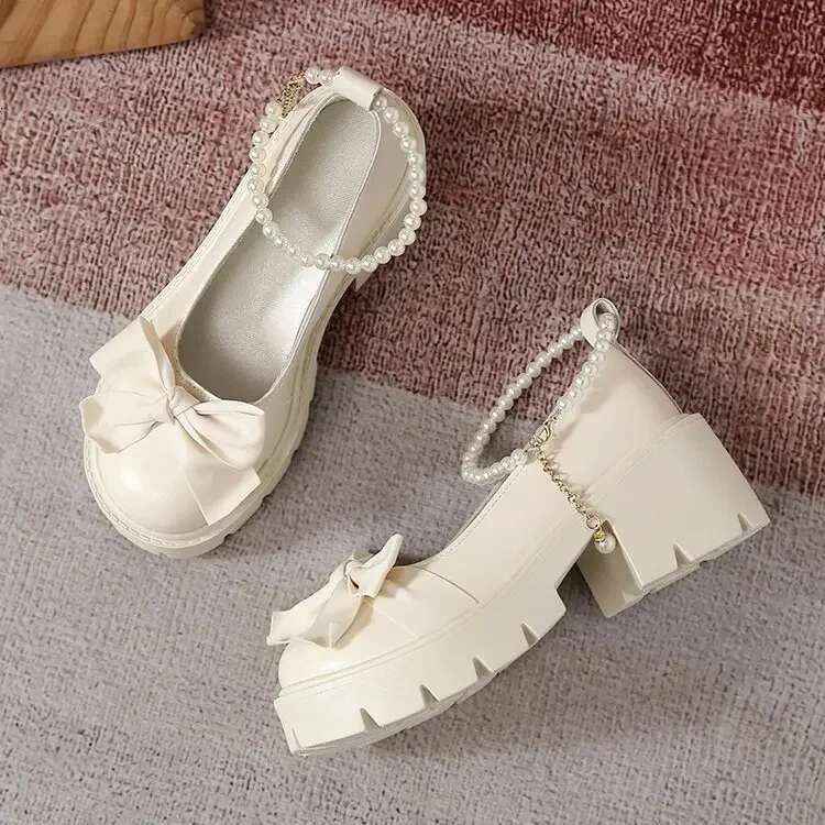 Lolita Japanese Style Mary Jane Women Vintage Shallow High Heels Chunky Platform Shoes Cosplay Female Sandals #ddmykukumalu