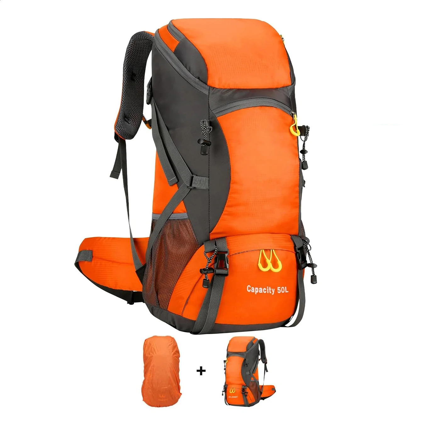Hiking Backpack Waterproof 50L Lightweight Travel with Rain Cover for Camping Trekking Walking Outdoor Sports 250118