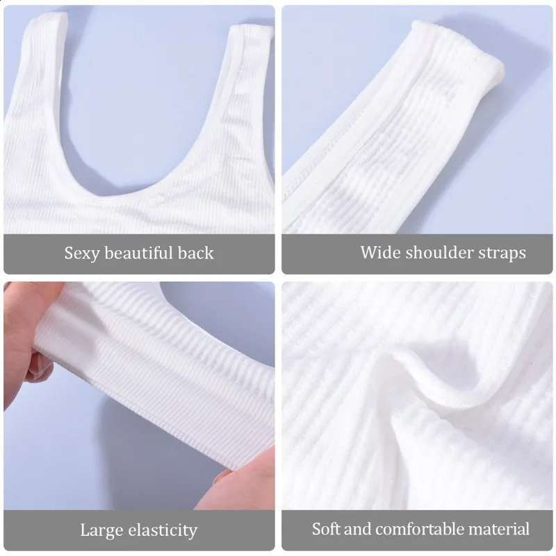 Sexy Seamless Sport Bra Wire Free Rib Brassiere Womens Plunge Bralette Underwear Top Female Comfy Lingerie Small Breasts 250214