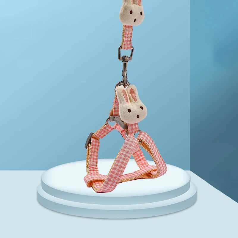 Dog Harness For Small Dogs Cats Adjustable Kitten Collar Pet Harness With Leash Set Plaid Chest Vest Leash Dog Leads AccessoriesXJ250218