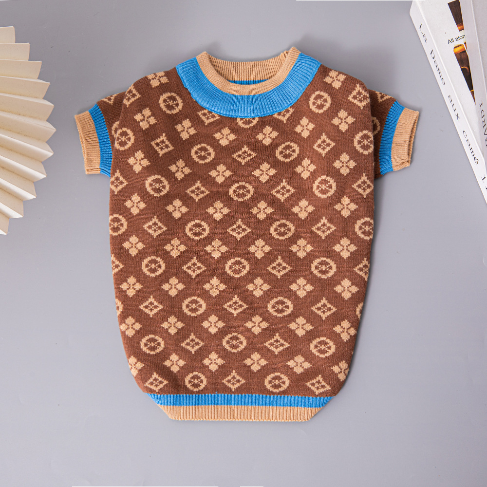 Designer Pets Sweater Luxury Dog Clothes for Small Dog Luxury Jersey Wool Dog Sweater for Chihuahua York Bulldog Sphynx Cat Knitting Clothing Brown XXL Y262