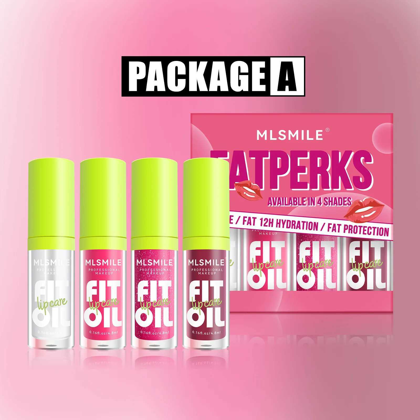 MLSMILE 4pcs/set Mirror l tree-color Lip Gloss Long-lasting Hydrating Moisturizing Lip Enhancement Lip Balm Clear Lip OilW250219