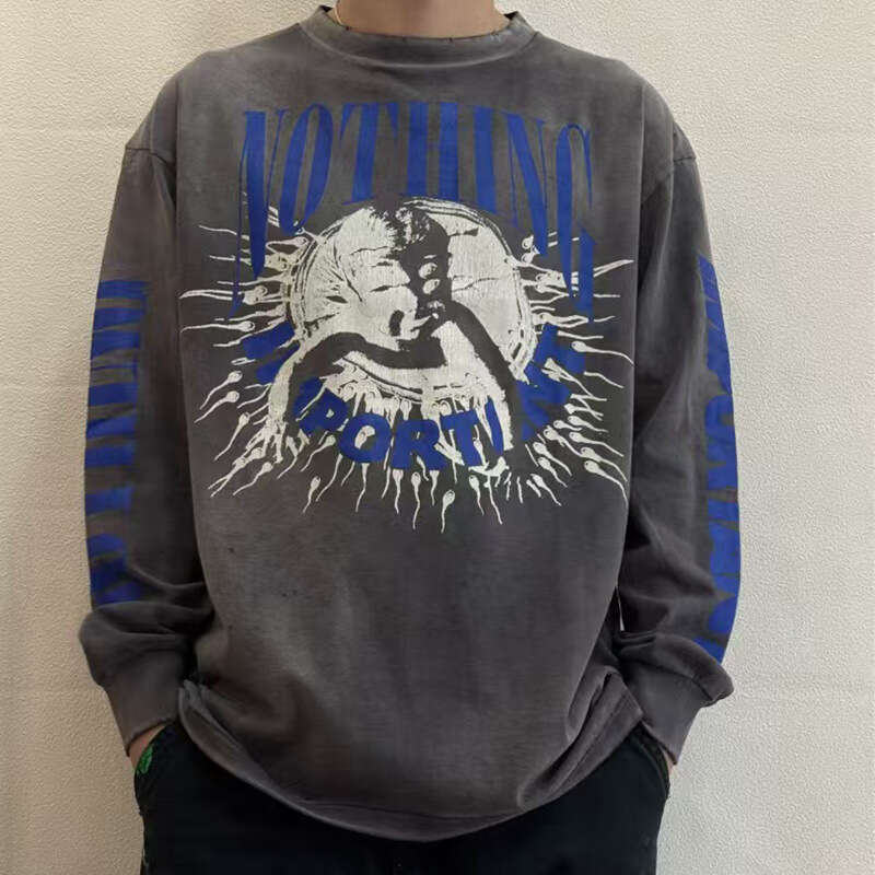 SAINT MICHAEL new washed vintage loose American high street trendy long sleeved base T-shirt