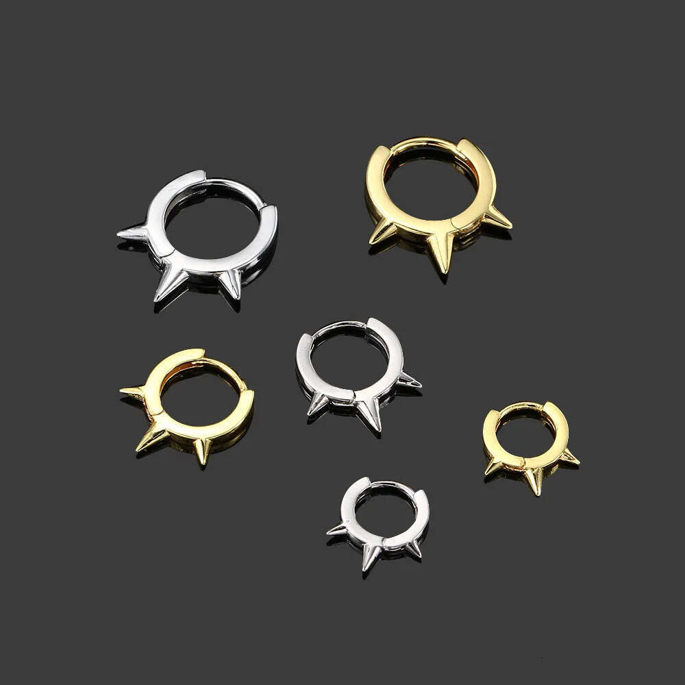 Popular Punk Rivet Round Female Smooth Zircon Piercing Earrings