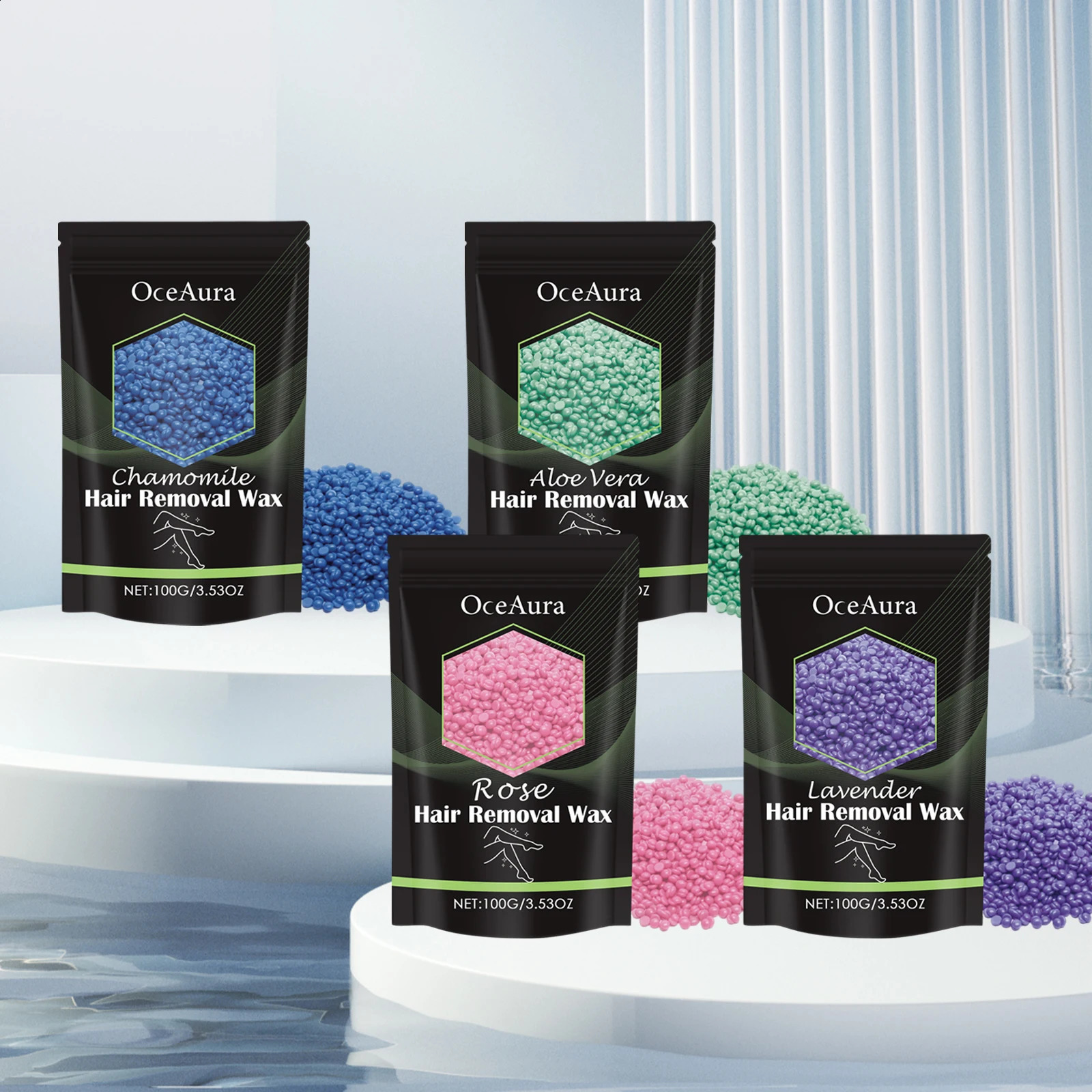 OceAura 100g Hair Removal Wax Beans Armpits Legs Whole Body Quick Gentle and Non Irritating Dry Smooth Skin 250217