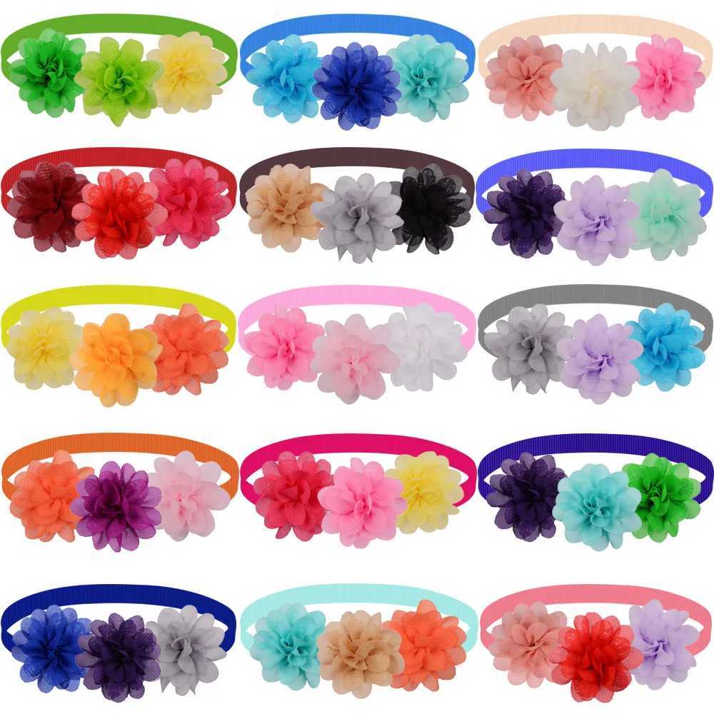 50/100pcs Colorful Pet Dog Bow Ties Collars Flowers Neckties Collar Puppy Cat Dog Grooming Products Pets Accessories W250219