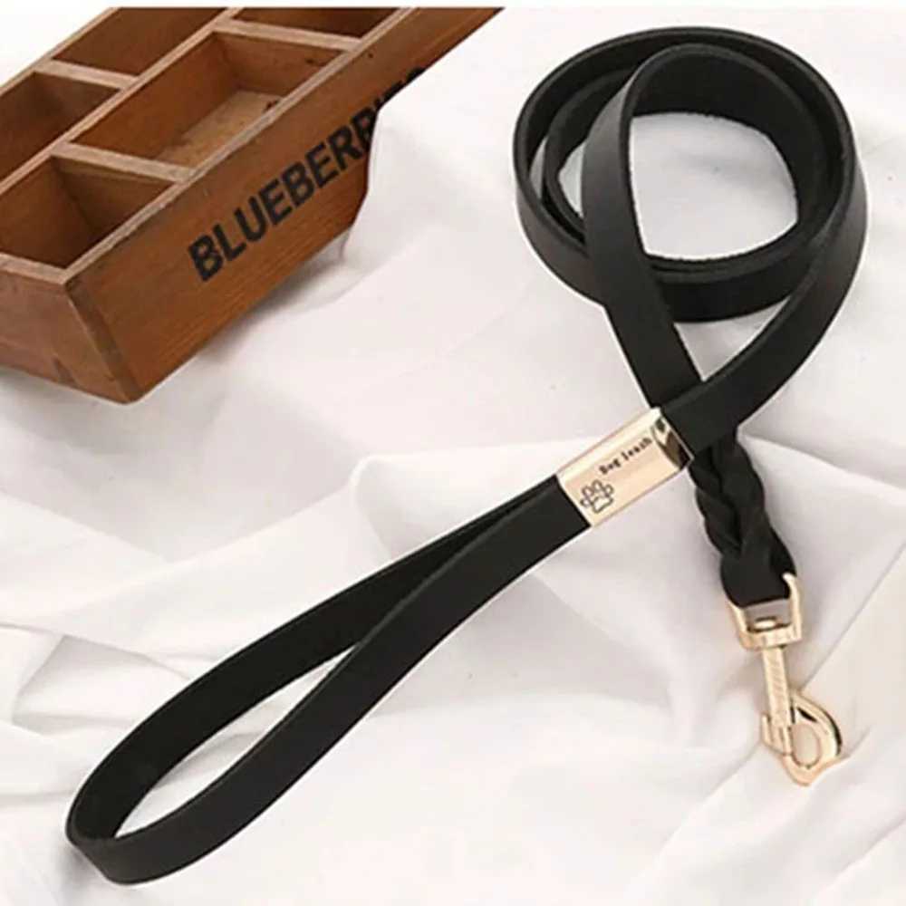 130cm Braided Leather Dog Leash Durable Dog Training Leash for Large Breed Dogs and Medium Small Dogs Walking Leash Brown BlackXJ250218
