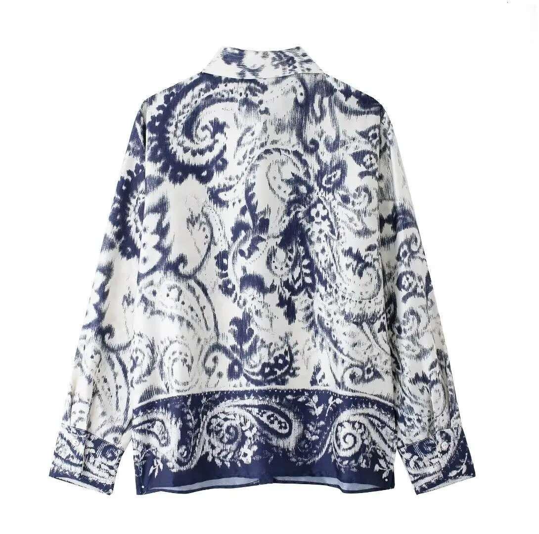 Women's Shirt Print Button Up For Summer Boho Casual Women Long Sleeve Shirts And Blouses Female