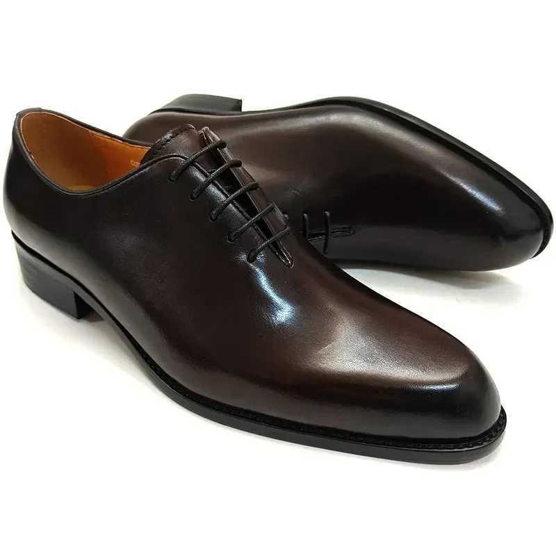 New mens leather shoes handmade high-quality casual Oxford business work shoes black coffee lace up comfortable mens shoes Y250219