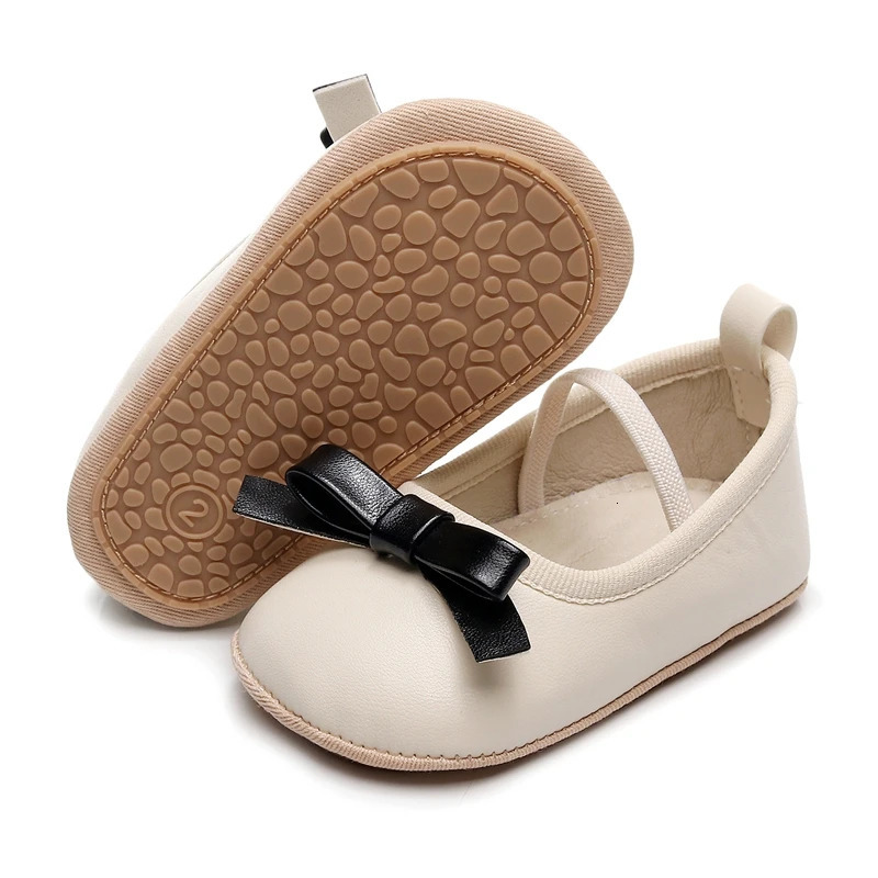 born Baby Shoes Baby Girl Shoes Cute Bow Leather Rubber Sole Anti-slip Toddler First Walkers Infant Girl Shoes Moccasins 250219