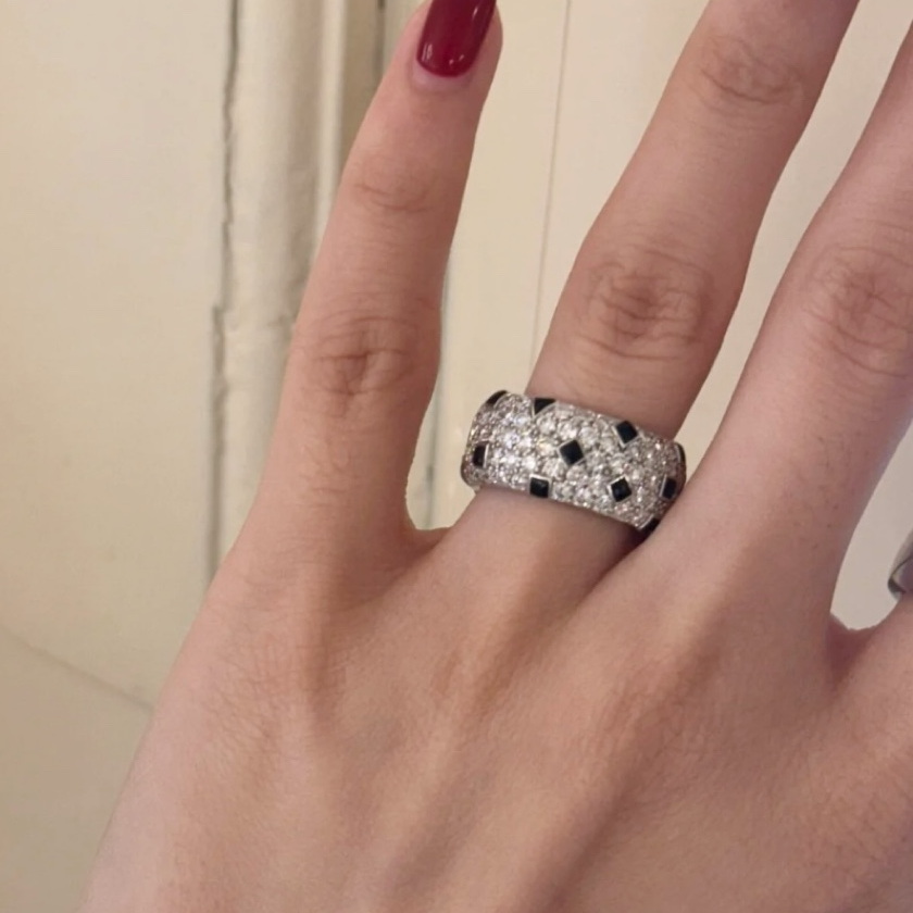 Designer leopard spots ring panthere wide rings for women US size 678 inlaid moissanite counter quality 041