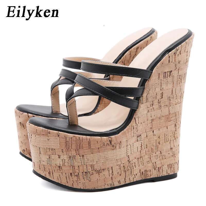 Sexy 18CM Wedges Narrow Band Pinch Slippers Women Sandals Fashion Super High Heels Platform Mules Ladies Shoes