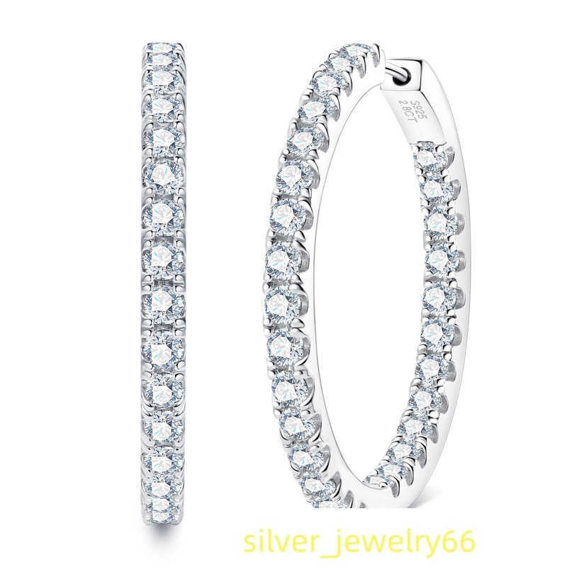 Luster Jewelry 5.6CTW Hoop Huggies Earring 925 Sterling Silver GRA Certified VVS Moissanite Earring