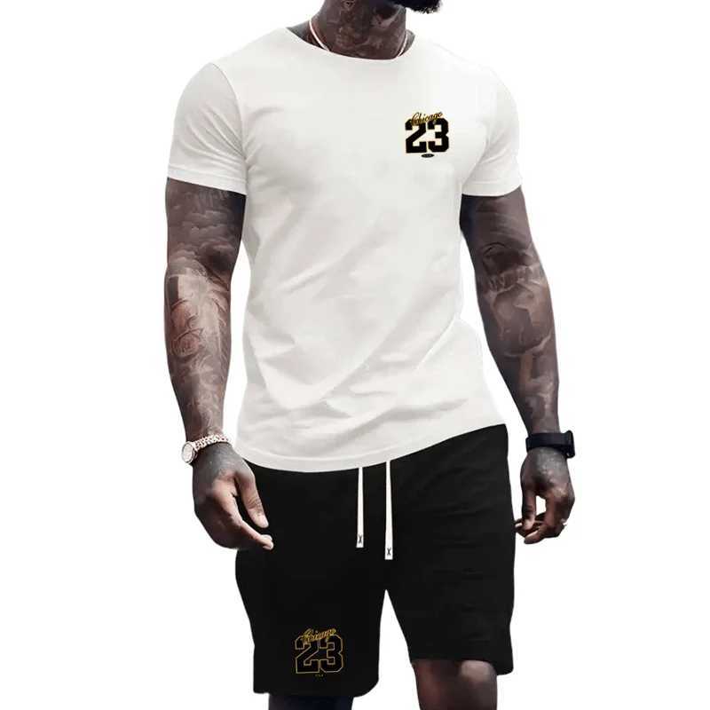 2024 Summer Fashion Mens Sportswear T-shirt Shorts Set Casual Short Sleeve Set Jogging Fitness Clothing Brand ClothingXJ250218