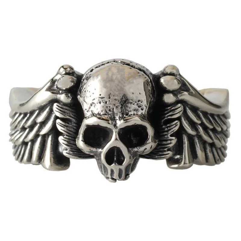 Ring Unisex Retro Vintage Hip-hop Personality Wings Skull Head Opening Ring WholesaleXJ250219