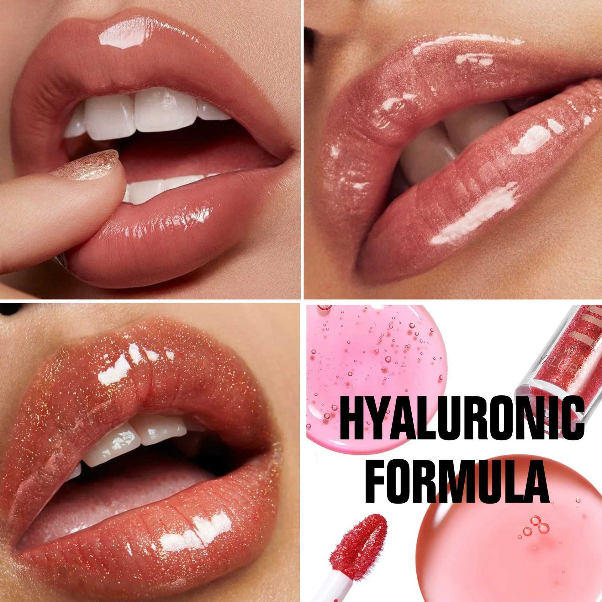 HANDAIYAN 8-Color Mirror Lip Gloss hyaluronic acid Lipstick Hydrating Moisturizing l Fine Shine fuller looking easy colorW250219