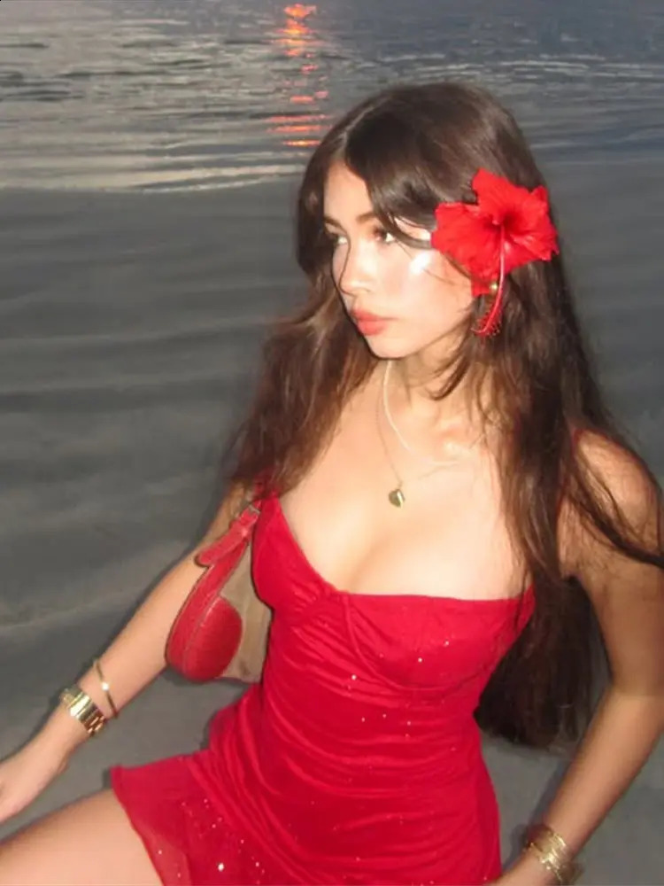 Sexy Sequin Ruffles Sling Mini Dress Women Slim Sleeveless Backless Party Dresses 2025 Spring Summer Shiny Beach Vacation Robe 250218