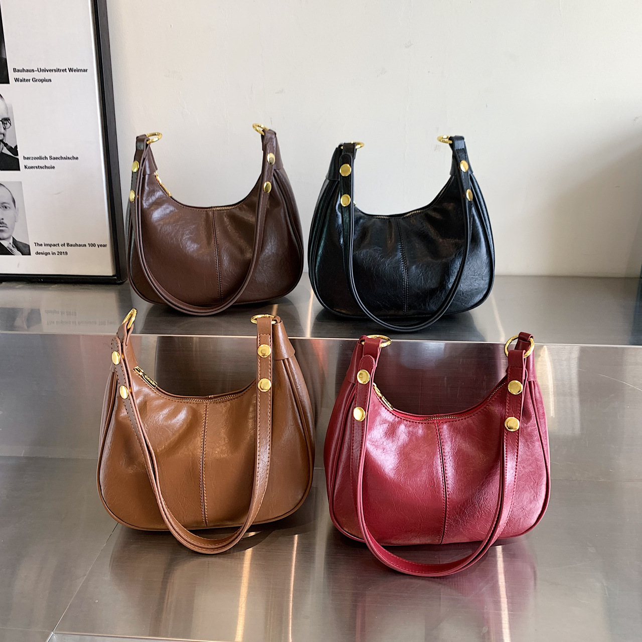 2025 Spring New Women's Oil Wax Leather Underarm Small Trendy Texture Single Shoulder Crossbody Bag #swissmilitary