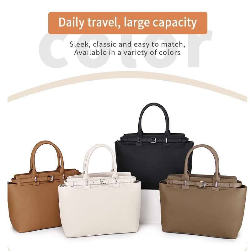 Genuine Leather Tote Bag For Women,Large Capacity, Style With Detachable Shoulder Strap,Fashionable Handbag & Purse