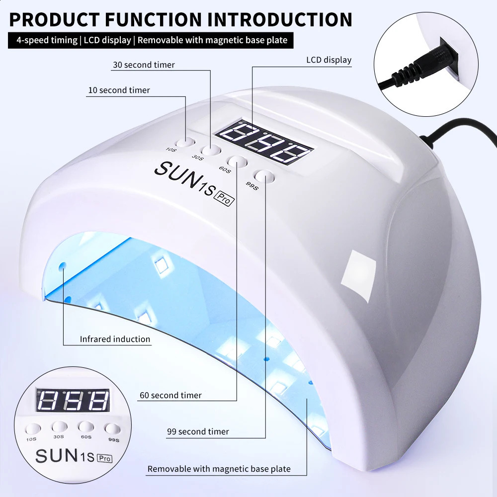 SUN 1s Por UV Nail Dryer Gel Polish Drying Lamp 48W LED 30 Beads Uv Led Lamp Nail Potherapy Machine Tool Nail Art Machine 250214